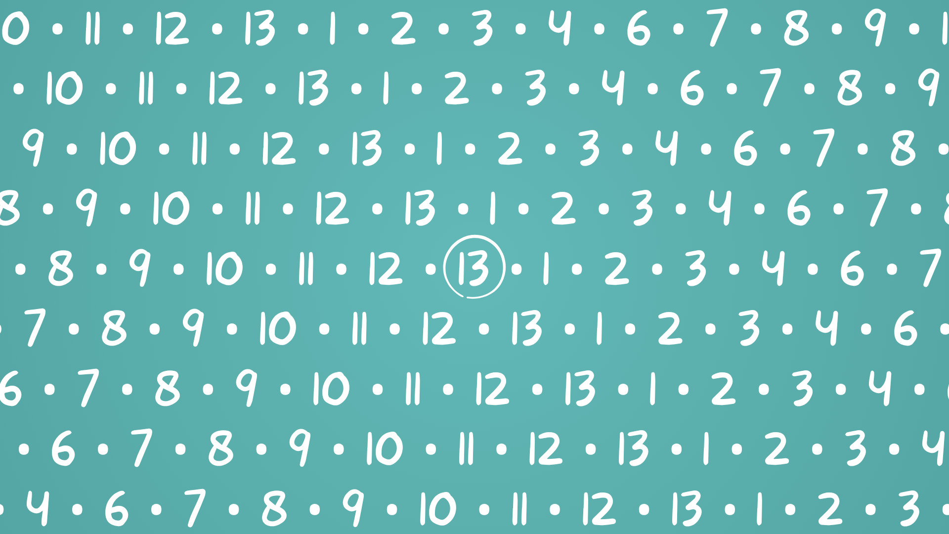 A teal background with numbers 1-13