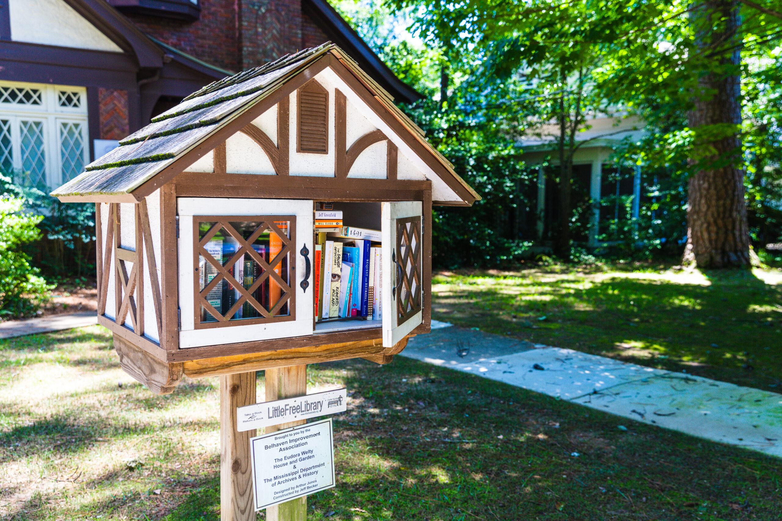 Little Free Library with door ope