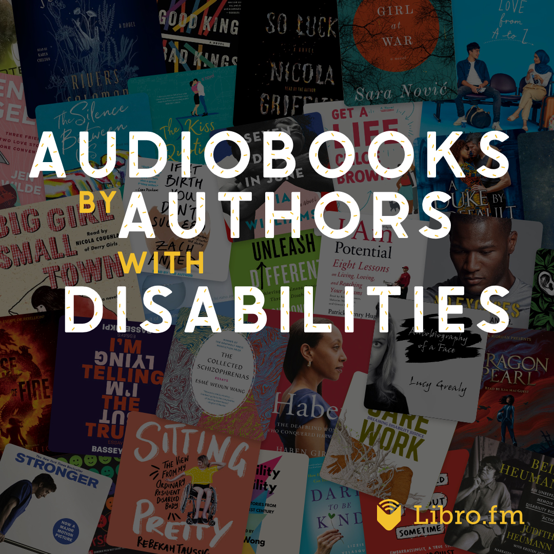 An image that reads "Audiobooks by Authors with Disabilities" and links to a playlist of audiobooks.