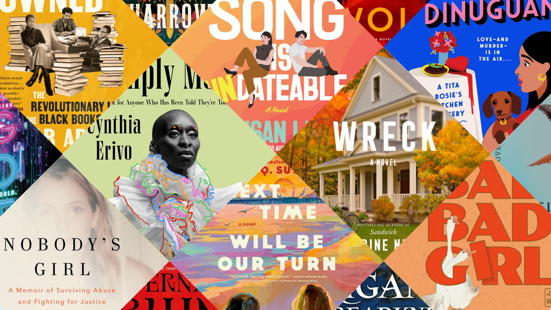 A collage of colorful audiobook covers