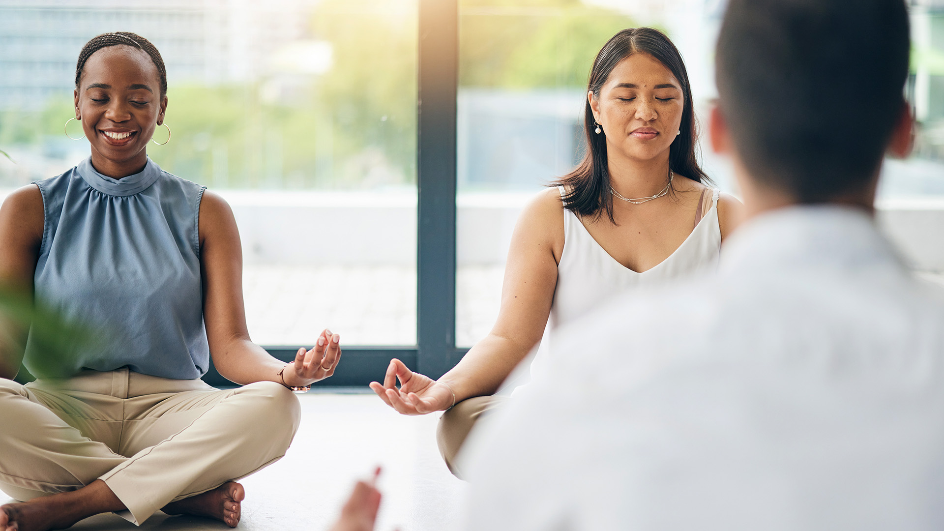 Employees meditating 